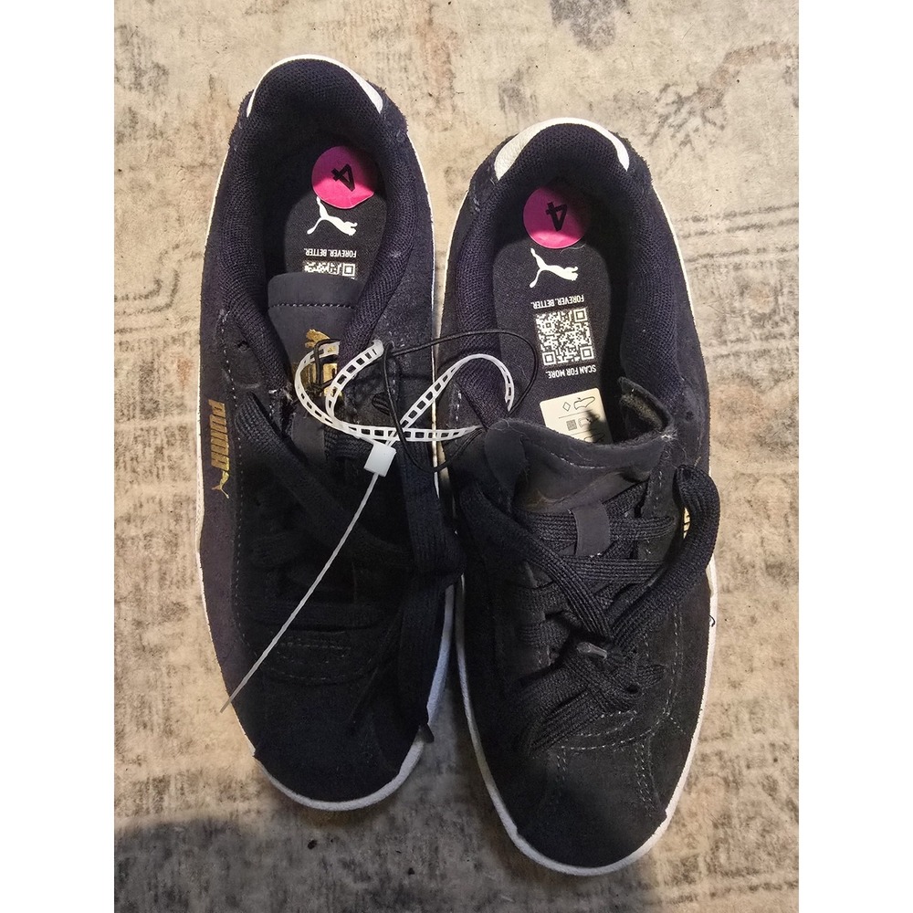 Puma Smash Suede Navy White Kid's Casual Sneakers Shoes Size 4 - Picture 2 of 4